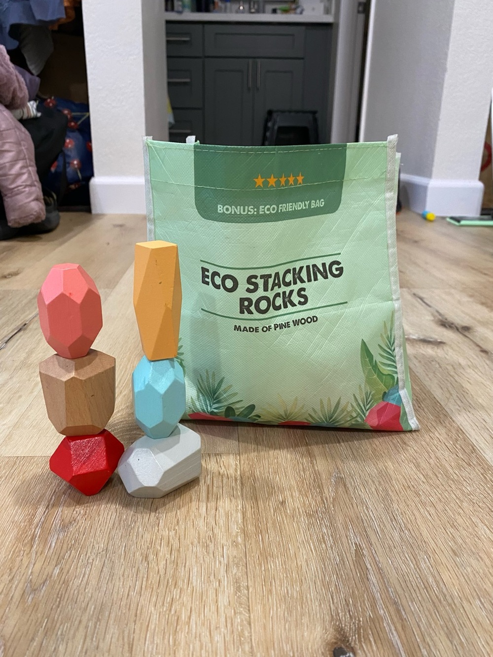 Pine Wood XL Eco Stacking Rocks 31piece Sensory STEM Montessori Building Blocks